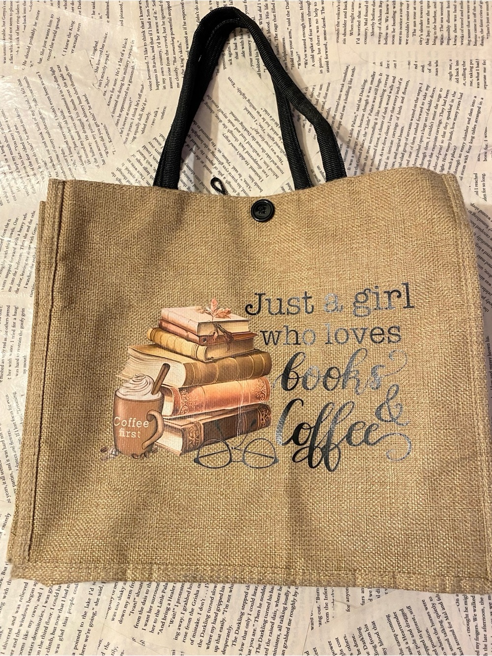 “Just A Girl Who Loves Books & Coffee” Dark/Light Academia Tote Bag
